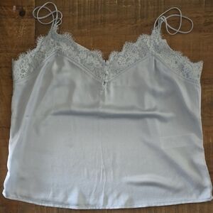 Abercrombie & Fitch Lace Trim Satin Cami Top - Blue Grey